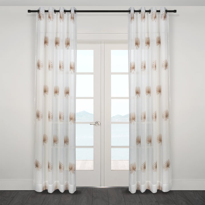 Stella Beige Embroidered Curtain 54"x95"