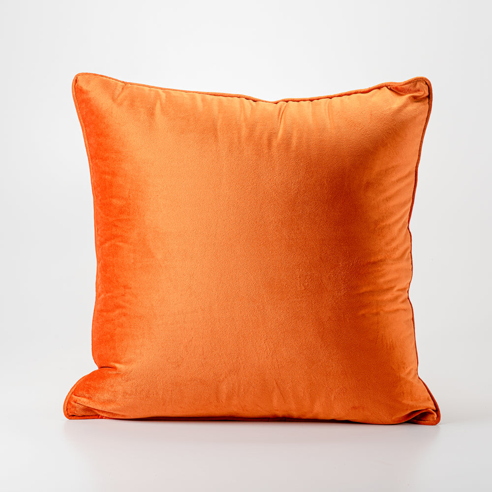 Burnt orange plush velvet decorative pillow