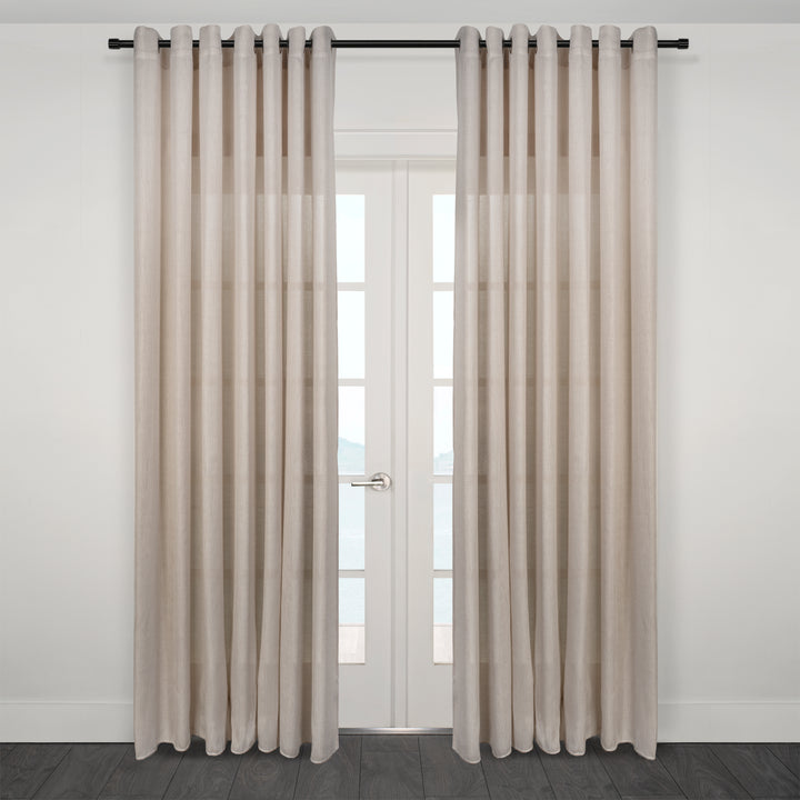 Rideau jacquard horizontal transparent en lin Roma 108" x 95"