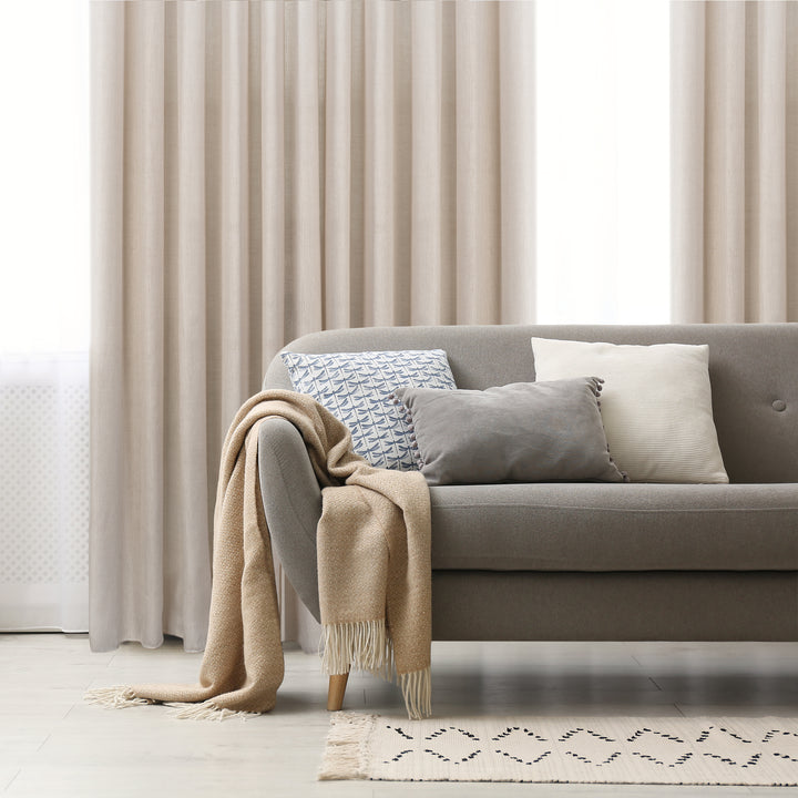 Vera cafe sheer jacquard design curtain, styled at a window