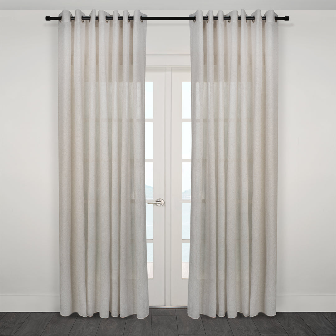 Rideau jacquard horizontal transparent en lin Roma 108" x 95"